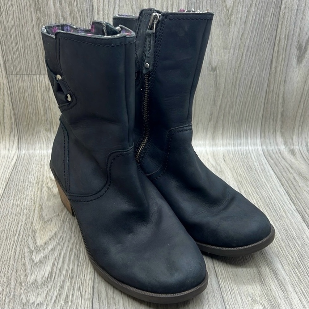 Teva Black Ankle Boots with Brown Sole